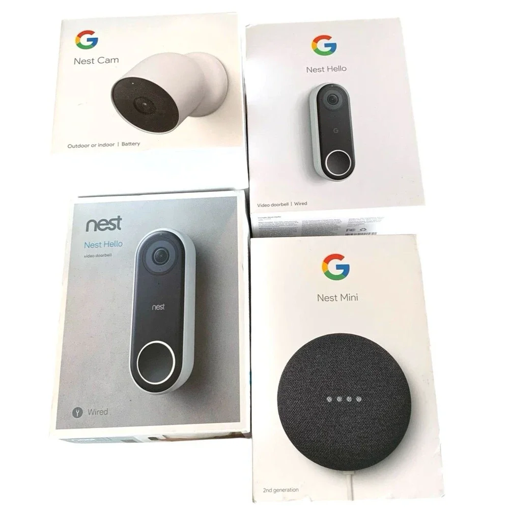 Lot 4 EMPTY Google Nest Boxes for Nest Cam, Nest Mini, 2 Nest Doorbell ALL EMPTY